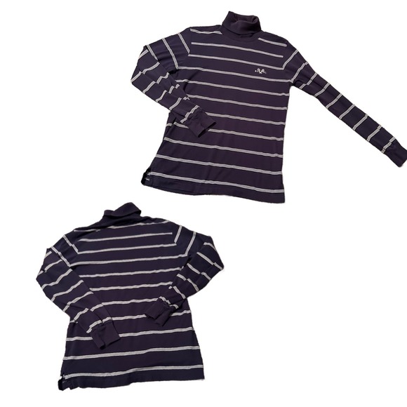 1990s Ralph Lauren Polo Cotton Stripe Turtleneck Shirt Preppy / Women’s Small * - Picture 3 of 4